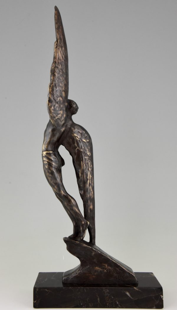 Art Deco bronze sculpture of Icarus.