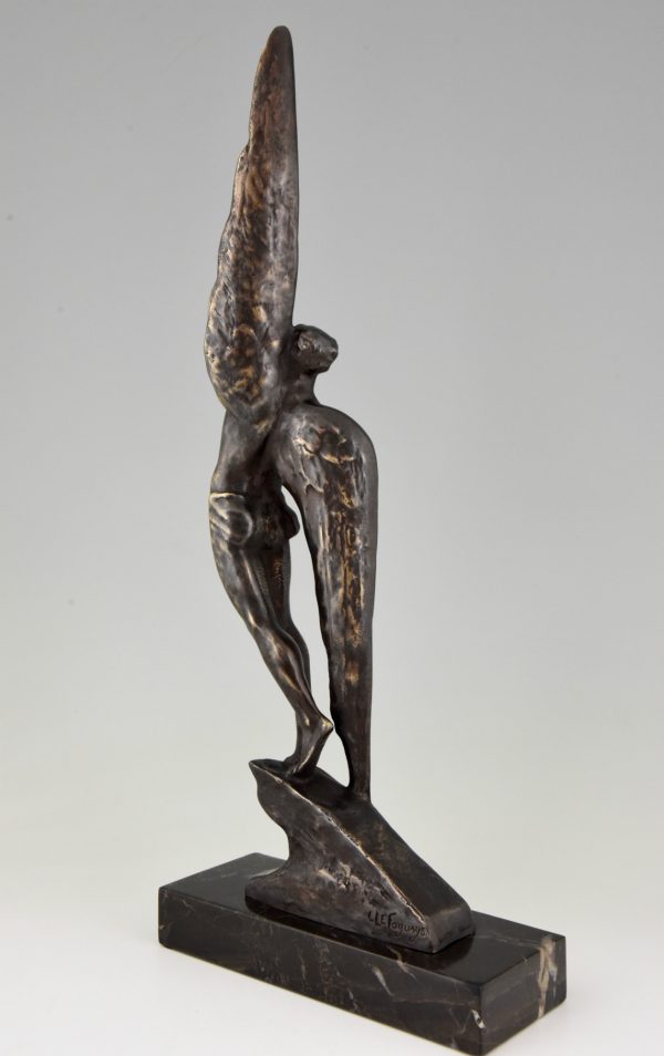 Art Deco bronze sculpture of Icarus.