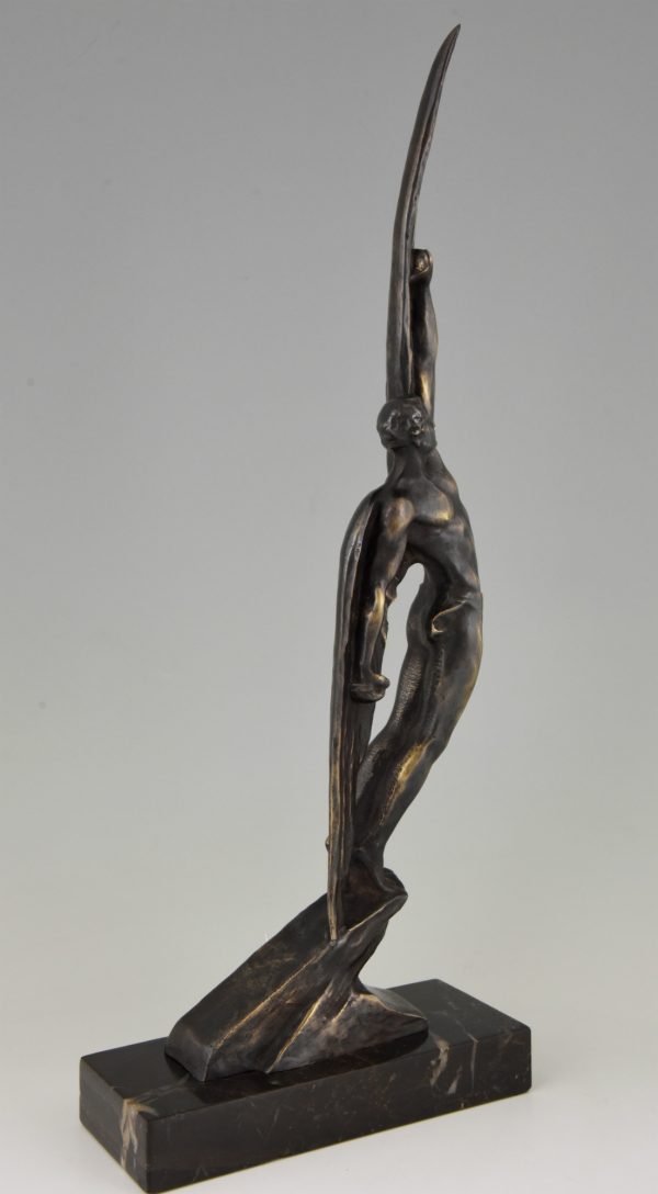 Art Deco bronze sculpture of Icarus.
