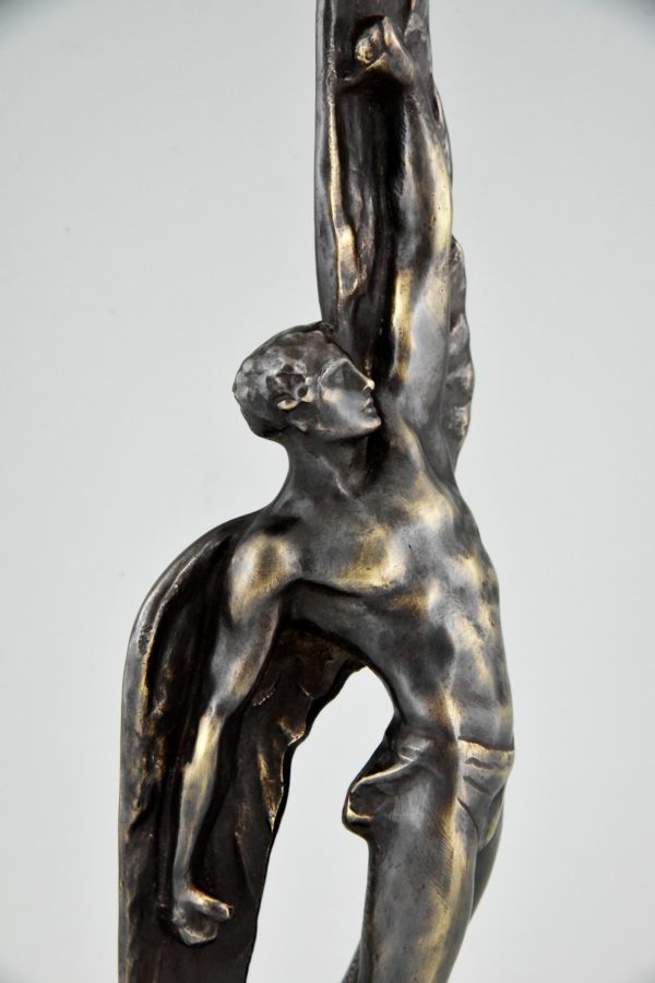 Art Deco bronze sculpture of Icarus.