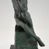 Art Deco bronzen sculptuur zittend mannelijk naakt