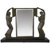 Art Deco Sculpture en bronze deux femmes tenant un mirror