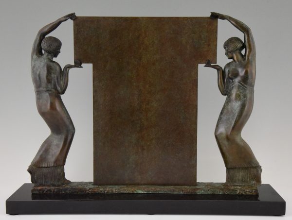 Art Deco bronzen beeld twee vrouwen met spiegel