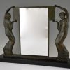 Art Deco bronzen beeld twee vrouwen met spiegel