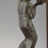 Art Deco Skulptur Bronze zwei Frauen mit Spiegel