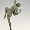 Art Deco Skulptur Bronze  Frau mit Bogen Diana