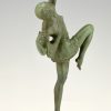 Art Deco bronze sculpture woman with bow Diana