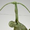 Art Deco Skulptur Bronze  Frau mit Bogen Diana