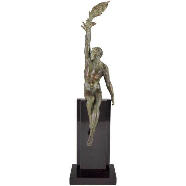 Art Deco sculpture athlete with palm leaf Victory