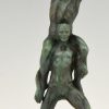Art Deco sculpture deux athlètes au laurier