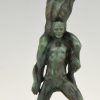 Art Deco sculptuur twee atleten met laurier