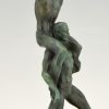 Art Deco sculpture of two athletes with laurel wreath