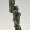 Art Deco sculpture of two athletes with laurel wreath