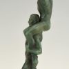 Art Deco sculptuur twee atleten met laurier