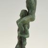 Art Deco sculpture of two athletes with laurel wreath