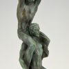 Art Deco sculpture of two athletes with laurel wreath