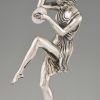 Art Deco verzilverd bronzen sculptuur danseres met bekkens