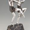 Art Deco silvered bronze sculpture of a dancing couple.