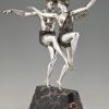 Art Deco Bronze Skulptur versilbert Tanzend Paar