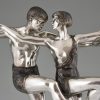 Art Deco sculpture bronze argenté couple dansant