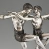 Art Deco sculpture bronze argenté couple dansant