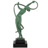 Tourbillon Art Deco sculpture nude dancer with swirling ribbon