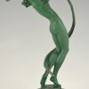 Tourbillon Art Deco sculpture nude dancer with swirling ribbon