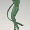 Tourbillon Art Deco sculpture nude dancer with swirling ribbon