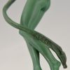 Tourbillon Art Deco sculpture nude dancer with swirling ribbon