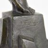 Tall Art Deco bronze sculpture athletic man palm leaf Victory