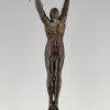 Victory, Art Deco bronze athlete with palm leaf