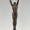 Victoire, Bronze Art Deco athlete avec feuille de palme