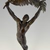 Art Deco Bronze Skulptur Athlet mit Palme