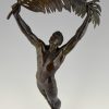 Victory, Art Deco bronze athlete with palm leaf