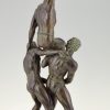 Victory Art Deco sculptuur met drie atletische mannen