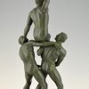 Victoire Sculpture Art Deco trois athlètes