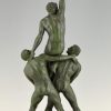 Victory Art Deco sculptuur met drie atletische mannen