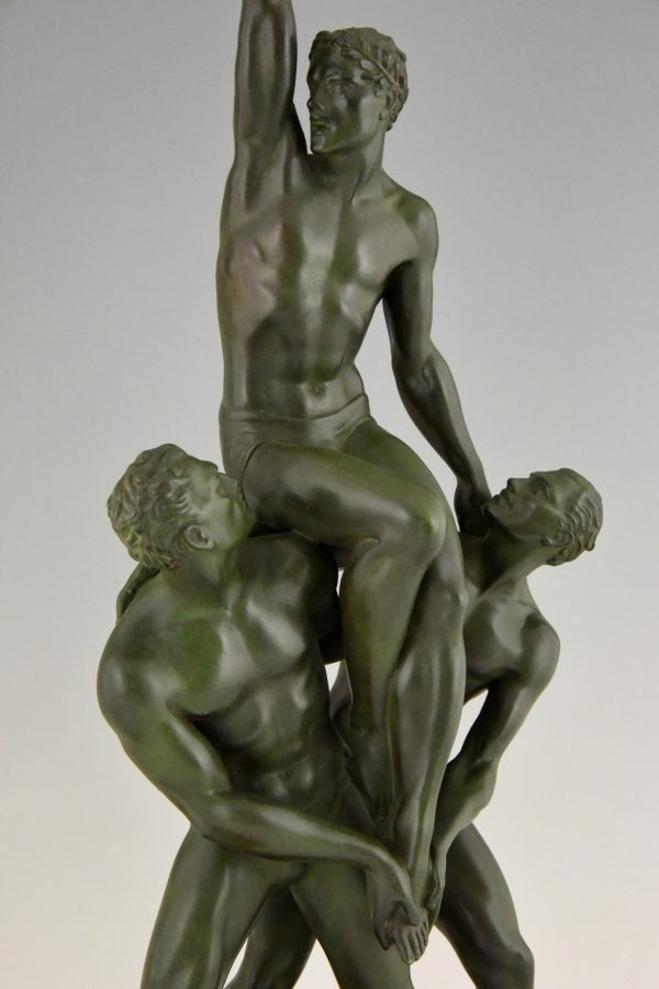 Victory Art Deco sculpture of three athletes