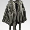 Art Deco bronzen beeld twee naakte vrouwen