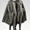 Art Deco sculpture bronze deux femme nues