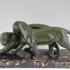 French Art Deco sculpture of two panthers.