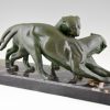 French Art Deco sculpture of two panthers.