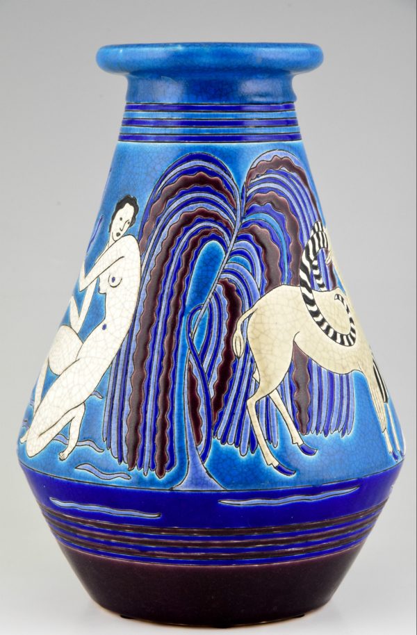 Art Deco vase aux baigneuses