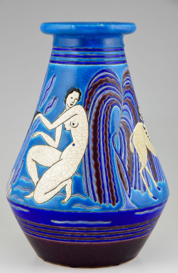 Art Deco Vase mit badende Frauen