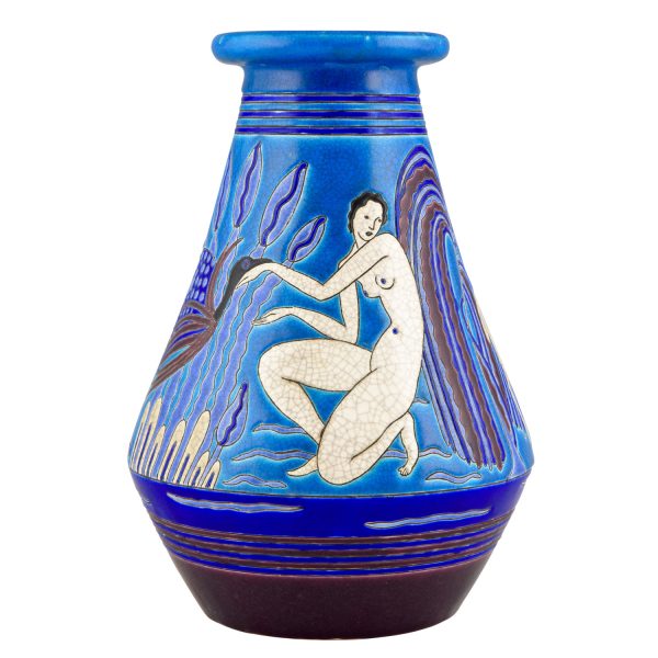 Art Deco vase aux baigneuses