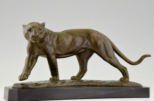 Art Deco bronzen beeld panter