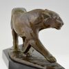 Art Deco bronzen beeld panter