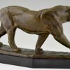 Art Deco bronzen beeld panter