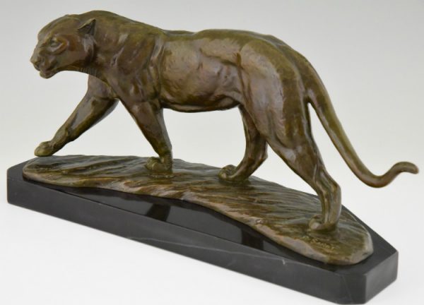 Art Deco bronzen beeld panter