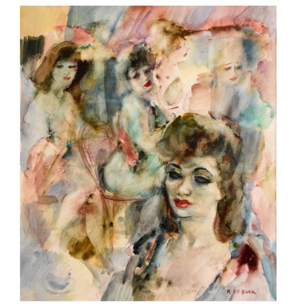 Aquarelle Art Deco elegantes au bar.